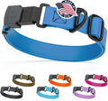 Dogline Biothane Waterproof Dog Collar with Herm Sprenger Black Stainless Steel Quick Release Buckle – Heavy Duty Tactical Durable Collar for Dogs – Comfortable and Safe Pet Collar W 1" L 15-25" Blue