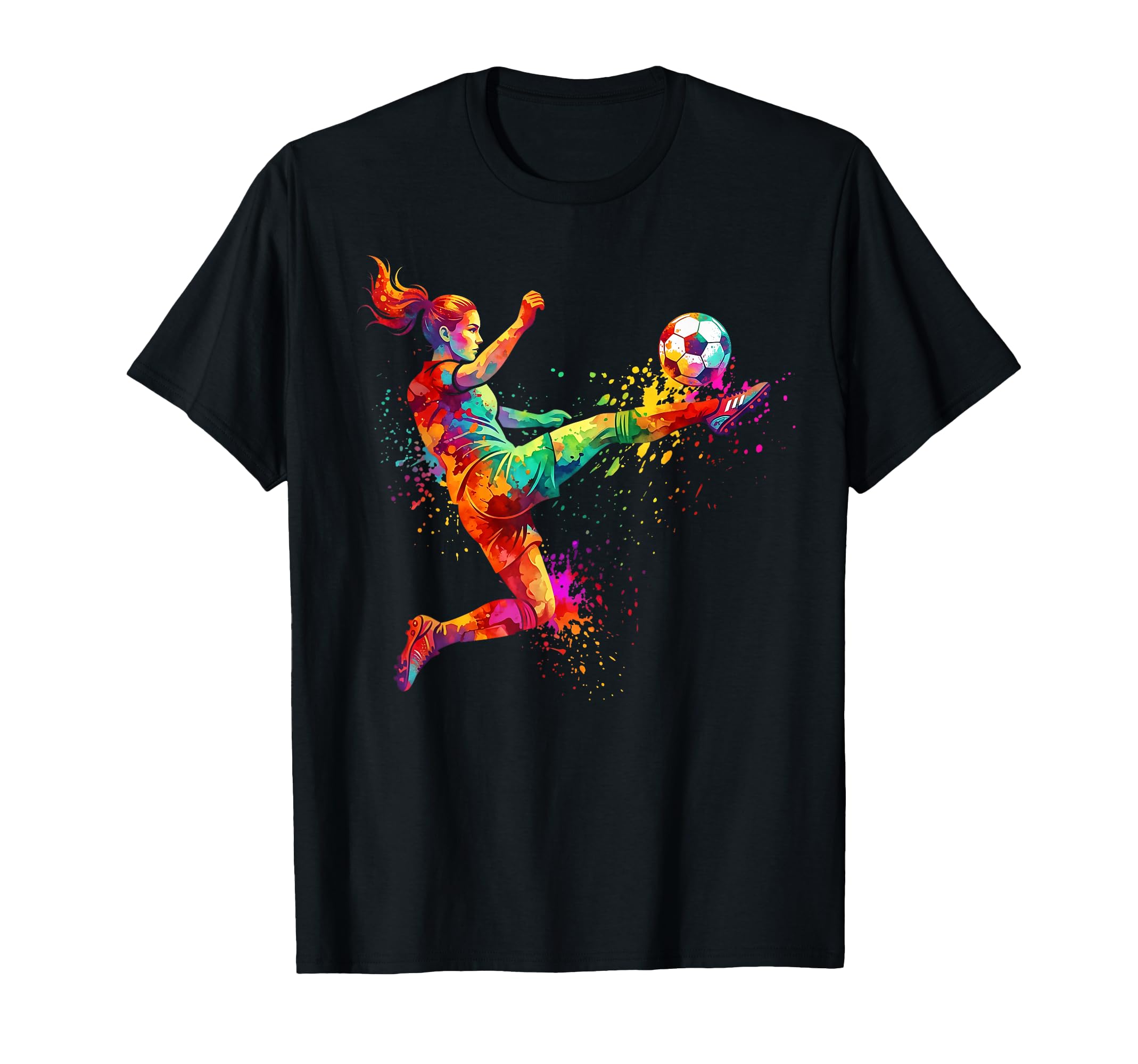 Watercolor Soccer Trapping Rainbow T-Shirt - Unique Graphic for Adults