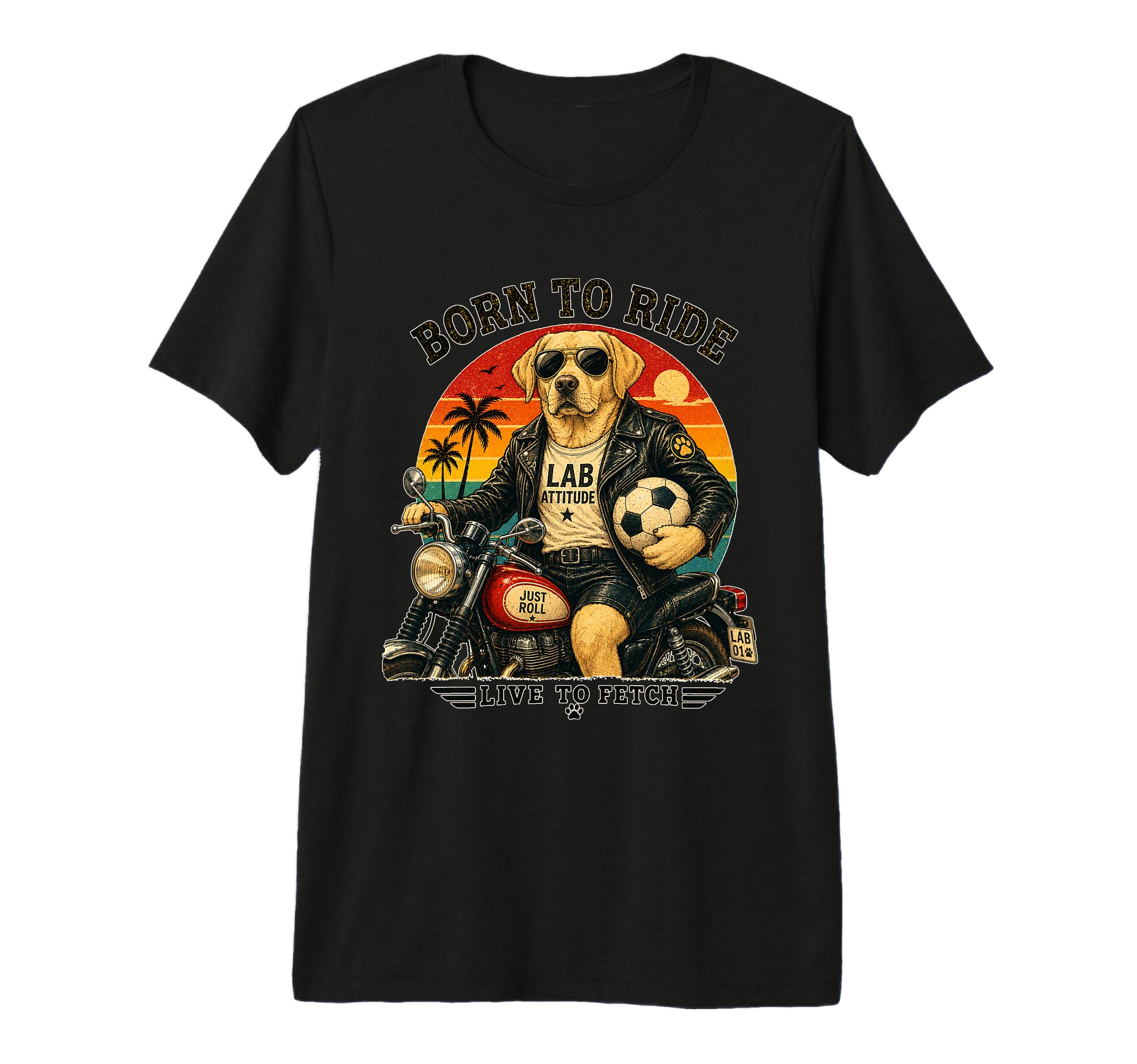 Labrador Retriever Motorbike Love T-Shirt - Custom Art Print Unisex