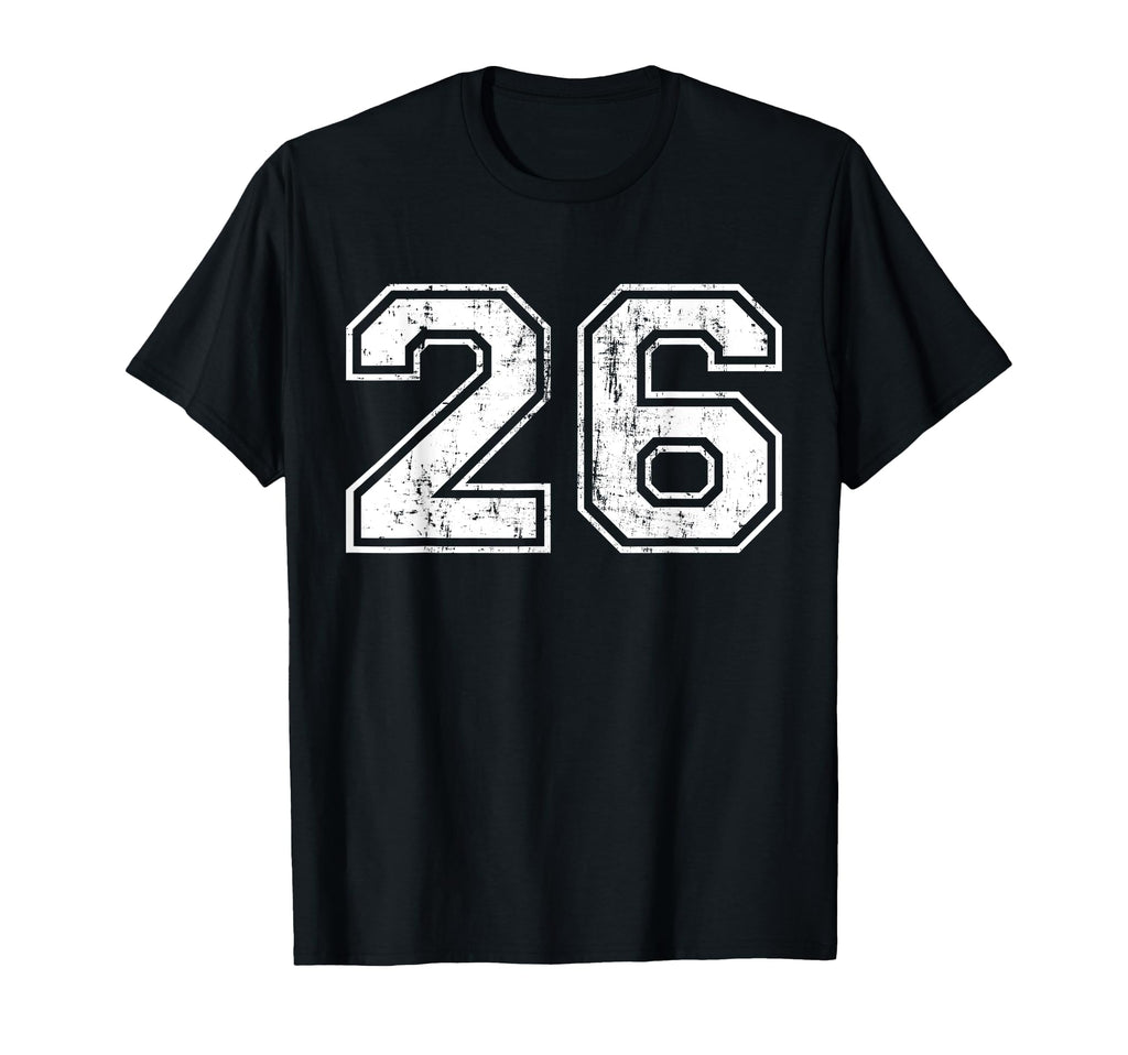 Number 26 Distressed Twenty Six T-Shirt - Casual Everyday Wear for Adults