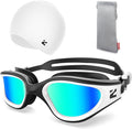 ZIONOR G1 Lite Swim Goggles with Swim Cap Comfortable Anti-fog Swimming Goggles Cap Set for Adult Men Women