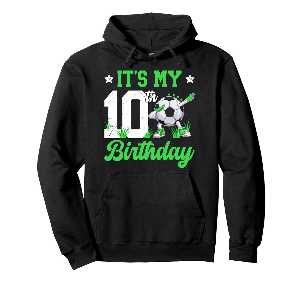 10Th Soccer Birthday Party 10 Year Old Hoodie - Novelty Apparel Unisex
