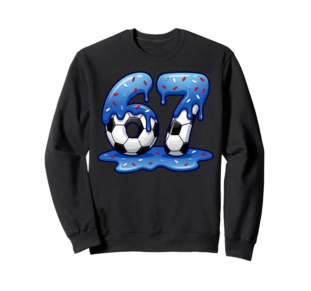 Playful Soccer Fan Dripping Number Sweatshirt - Unique Graphic for Adults