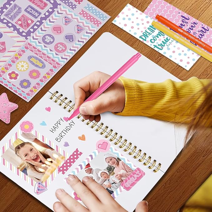 Nollh DIY Journal Kit for Girls - DIY Journal Set for Tween & Teen Girls, Stationery Set, Scrapbook & Diary Supplies Set, Journaling Art Crafts Kit, Ideal Gifts for 8 9 10 11 12 13 14 Year Old Girl