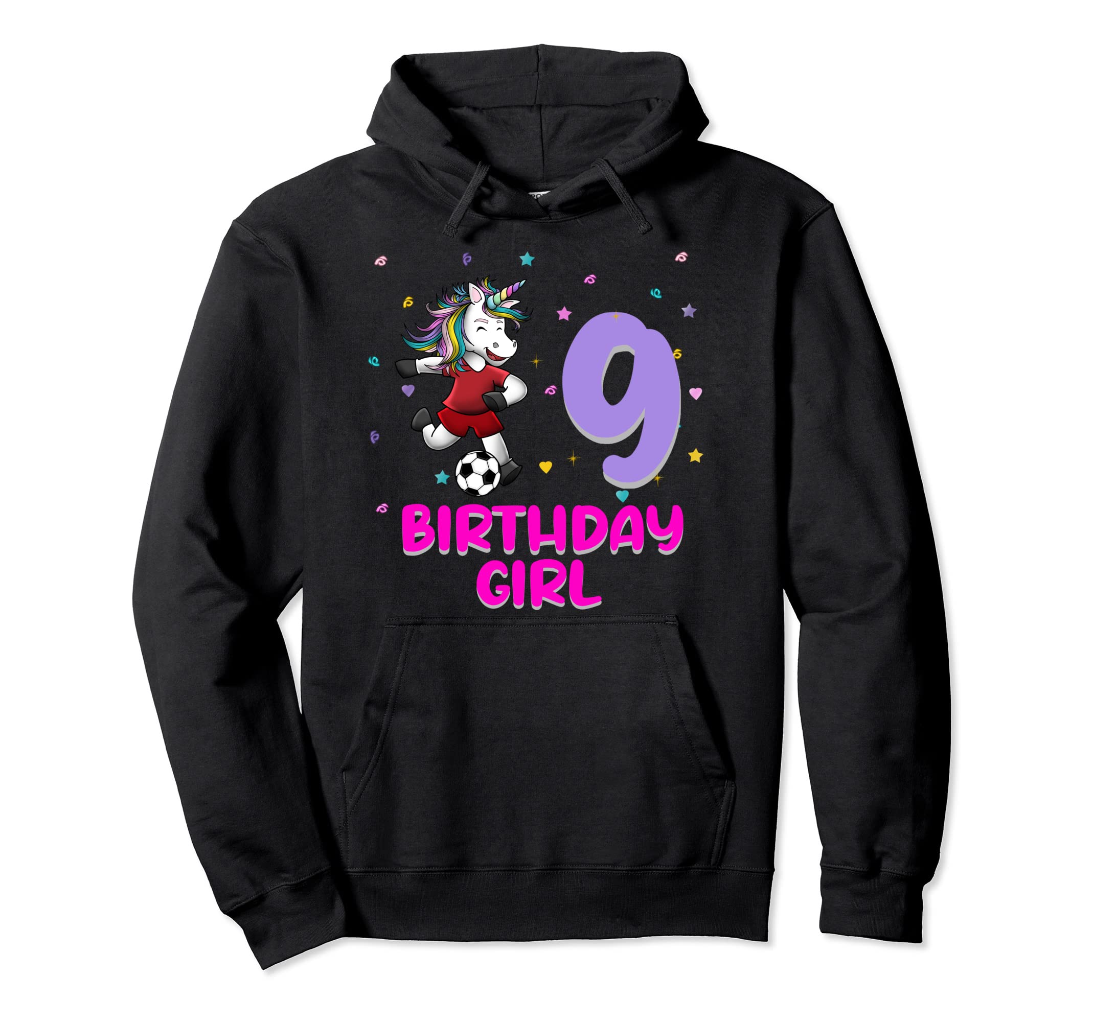 Unicorn Soccer 9Th Birthday Love Funny Hoodie - Unique Graphic for Adults