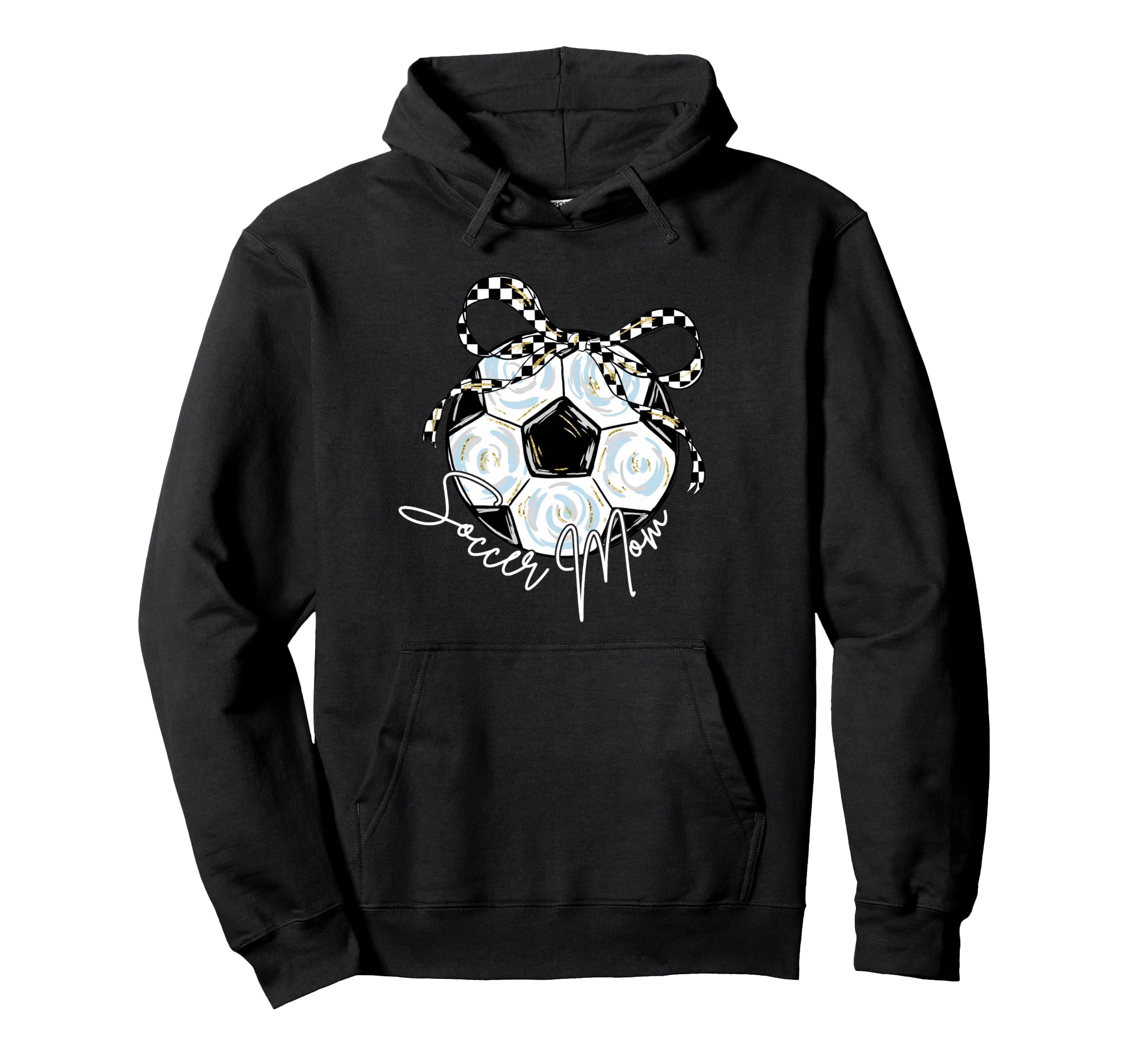 2 Sided Soccer Mom Mama Checkered Coquette Hoodie - Trendy Graphic Unisex