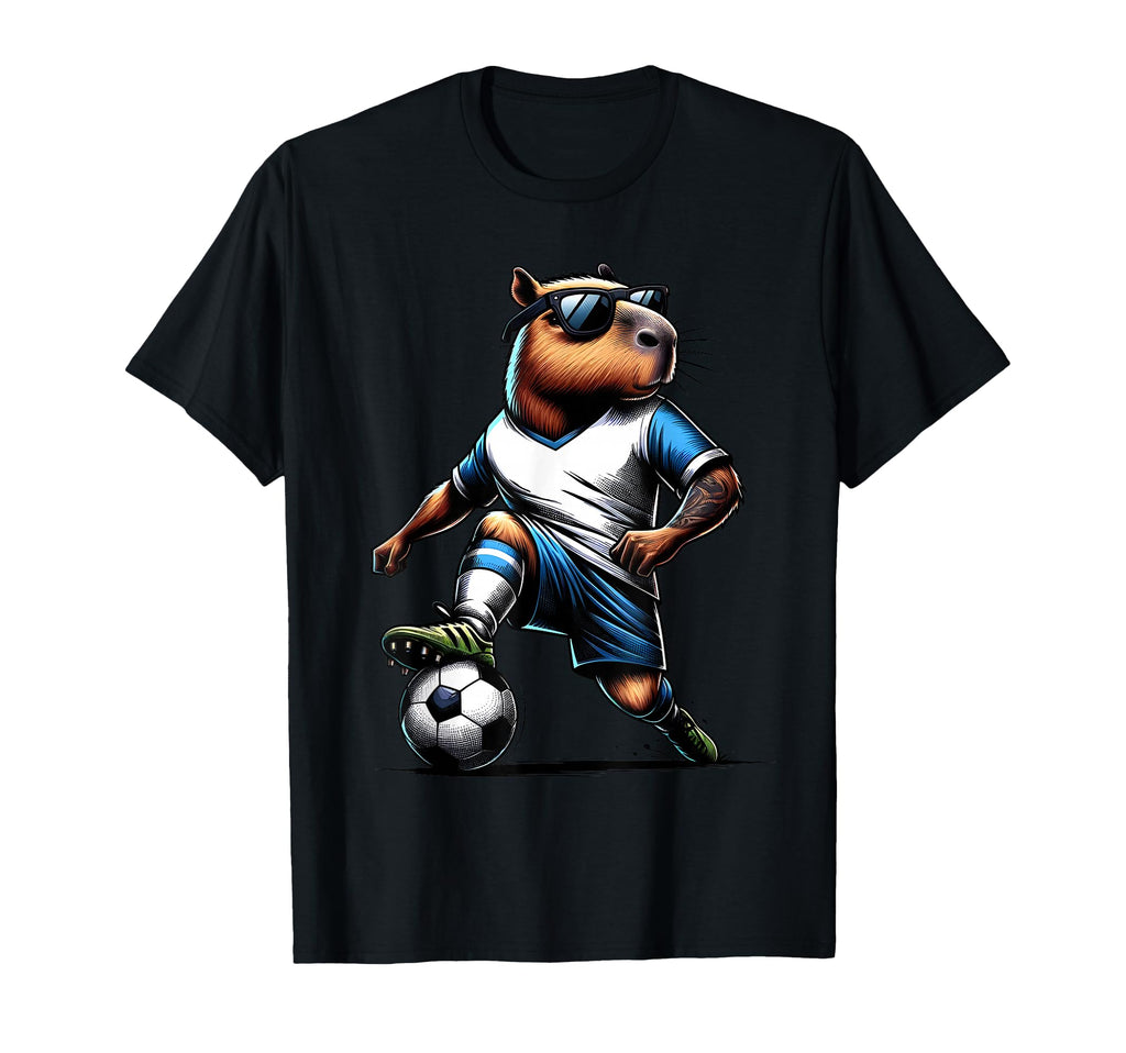 Soccer Capybara Sport Soccer T-Shirt - Casual Everyday Wear for Adults