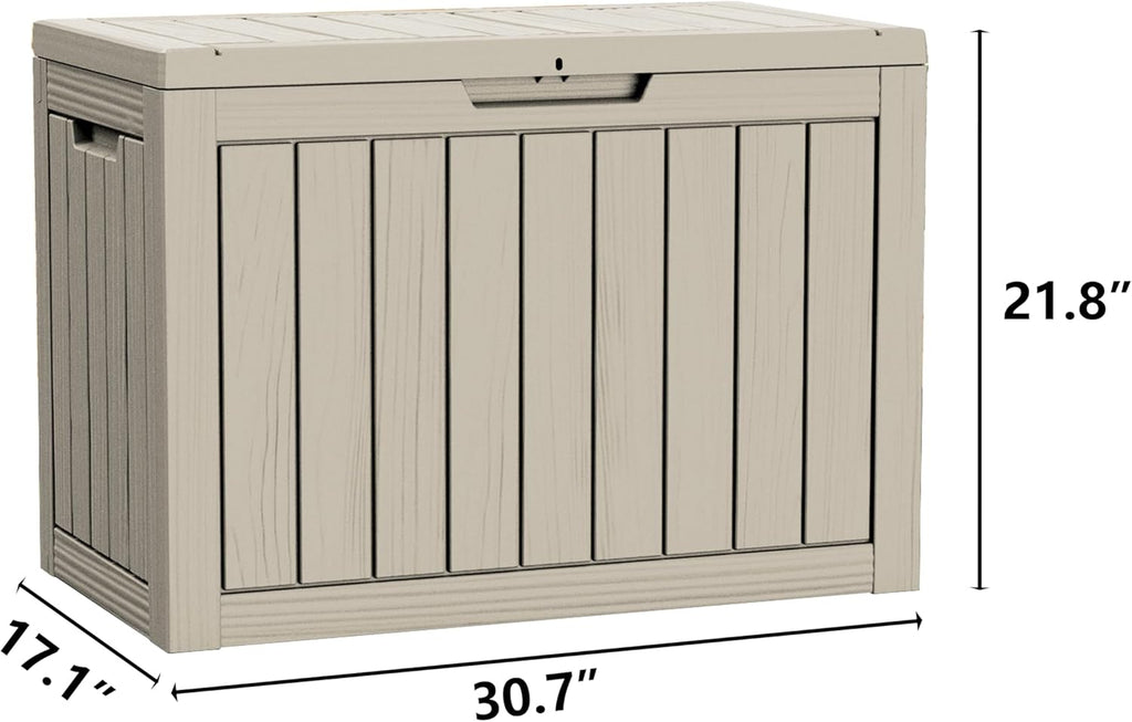 45 Gallon Waterproof Large Resin Deck Box Indoor/Outdoor Lockable Storage Container and Seating for Garden, Pool, and Patio (45 Gallon, Grey)