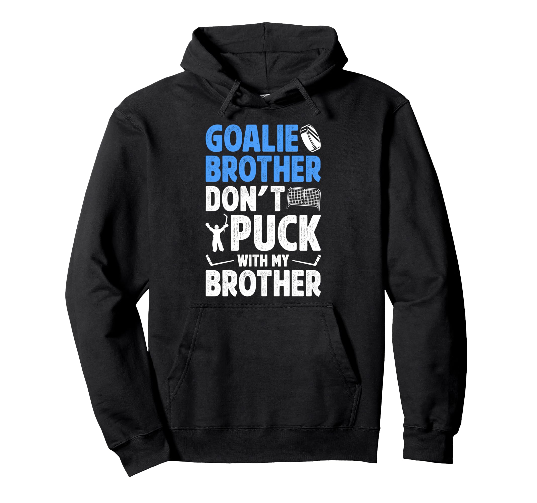Hockey Goalie Brother Funny Ice Hoodie - Minimalist Print for Adults