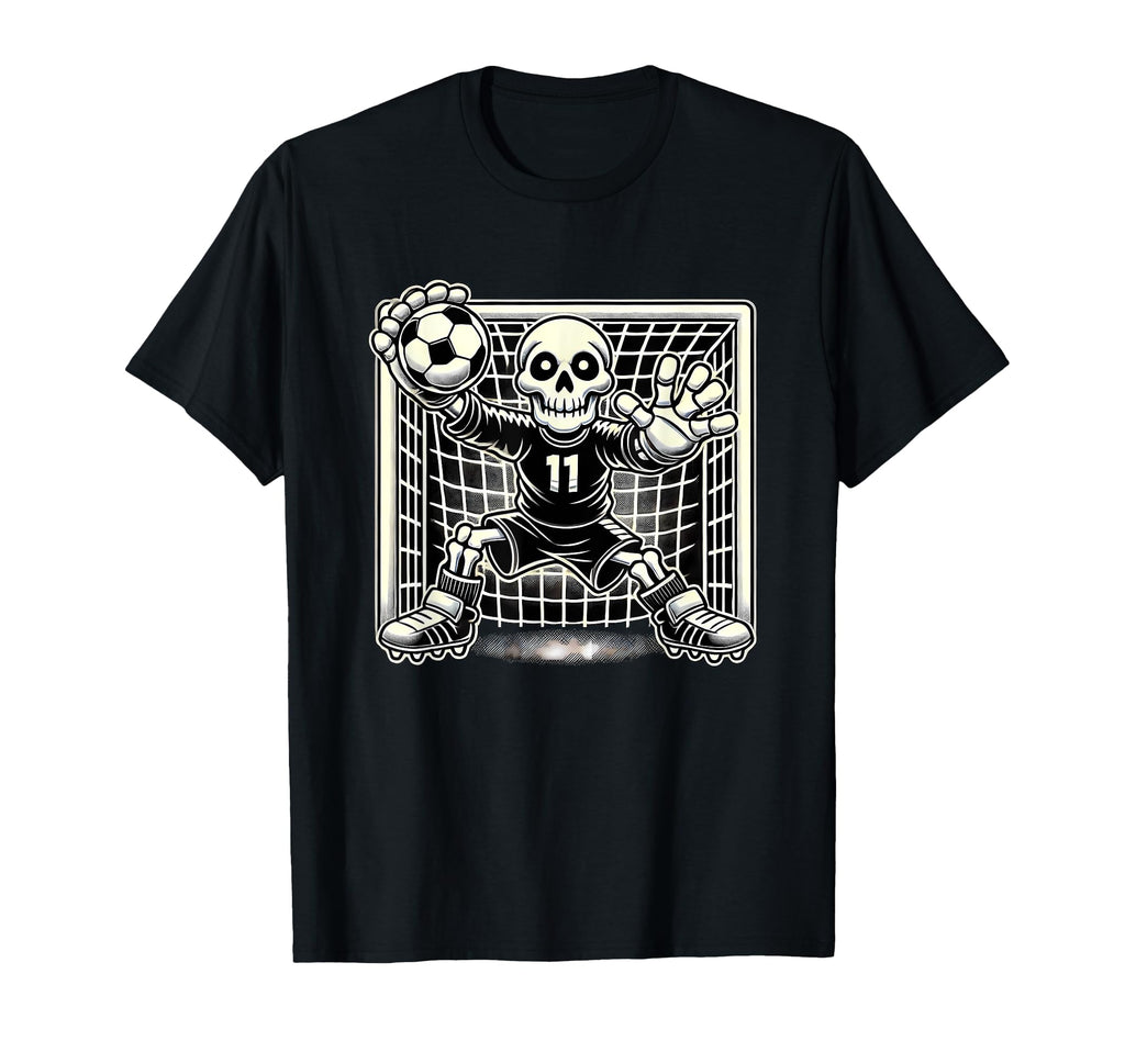 Halloween Skeleton Goal Keeper T-Shirt - Trendy Graphic for Adults
