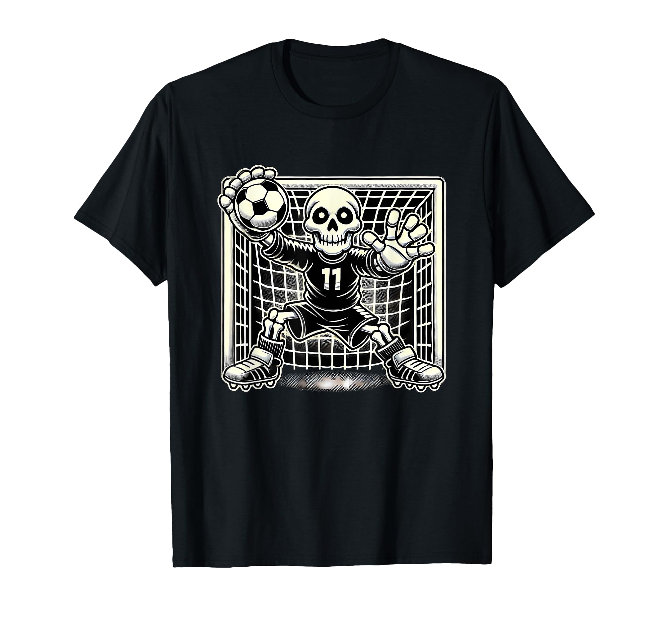 Halloween Skeleton Goal Keeper T-Shirt - Trendy Graphic for Adults