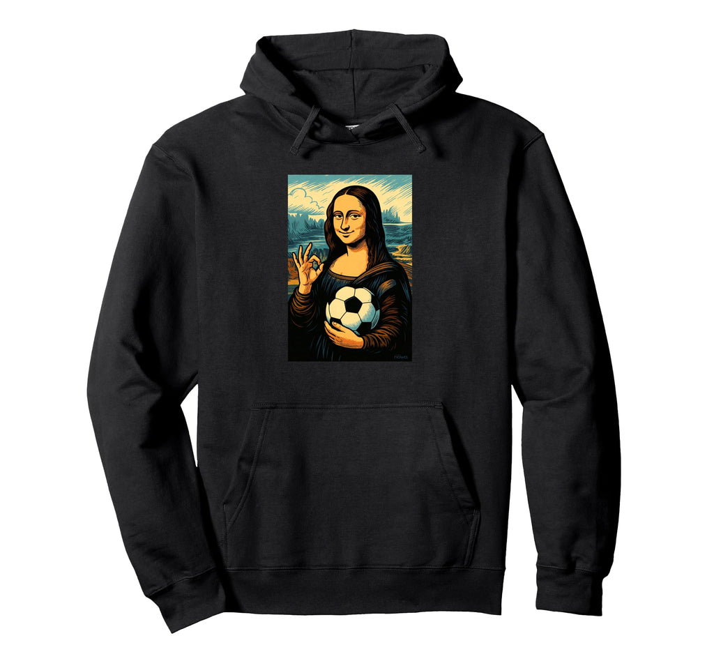 Mona Lisa Loves Soccer Comic Hoodie - Novelty Apparel Men Women