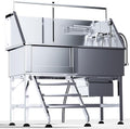 Professional 46" Dog Washing Station, Stainless Steel Dog Bathing Station, Height Adjustable Dog Wash Station, Storage Drawer, Upgrade Parts, Home, Commercial (Left Step)