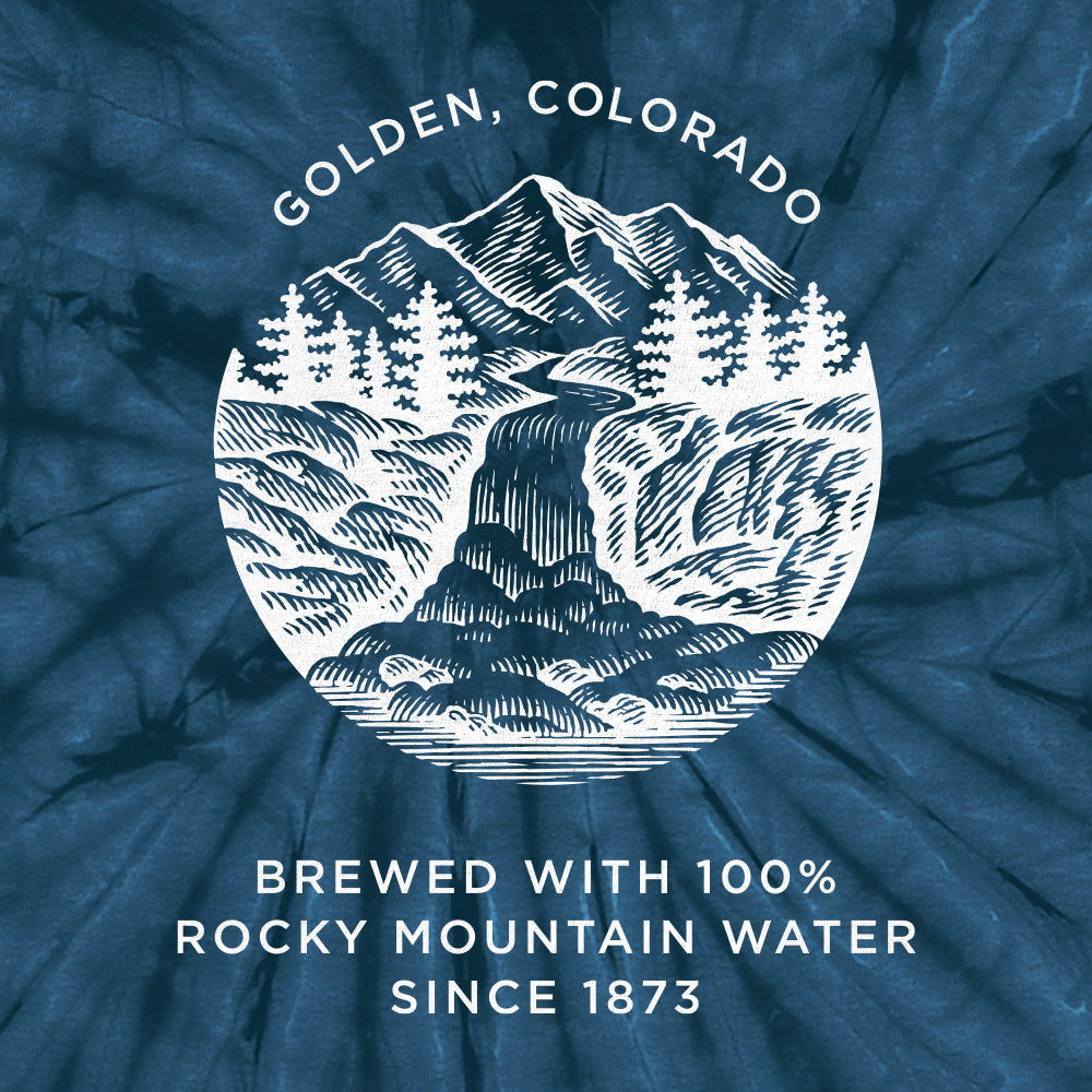 Coors Banquet Beer Logo T-Shirt - Navy Spider Tie Dye