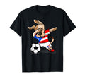 Dog Dabbing Soccer Puerto Rico T-Shirt - Casual Everyday Wear for Adults