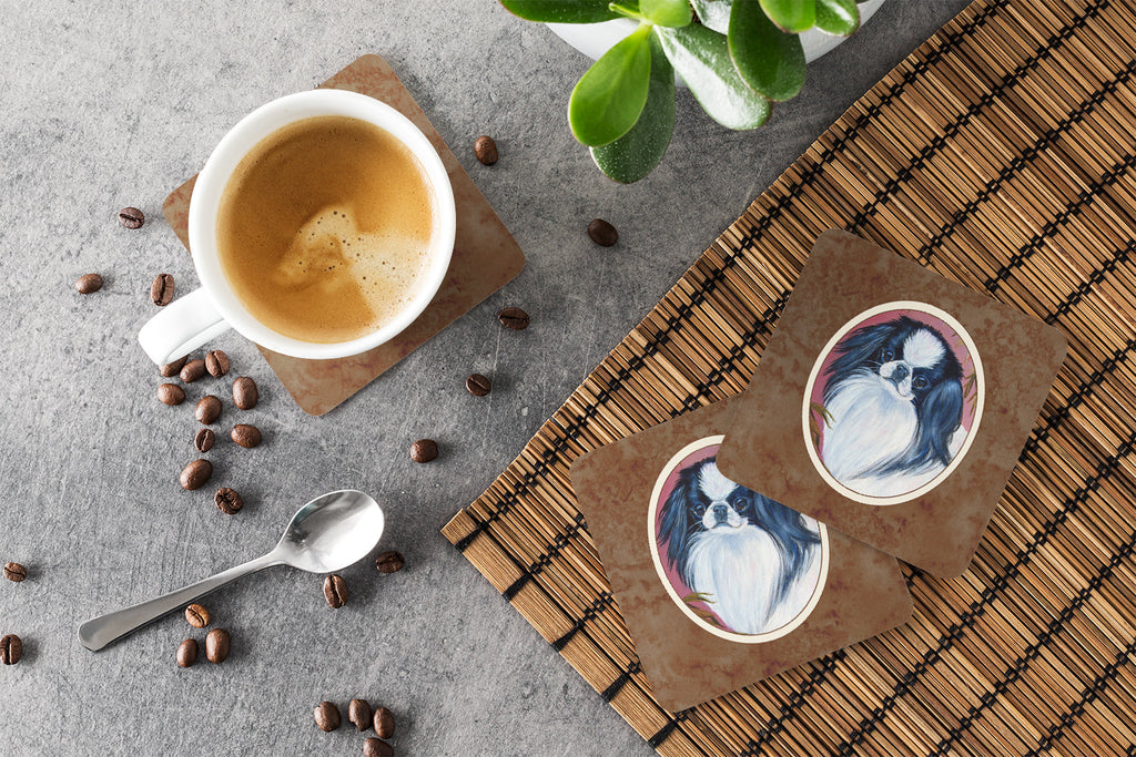 Japanese Chin Foam Coasters Set of 4 Cup Coasters for Indoor Outdoor, Tabletop Protection, Anti Slip, Mouse pad Material