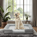 Dog Beds for Large Sized Dogs,Washable Orthopedic Memory Foam Dog Couch Sofa Bed with Bolster,Removable Cover,42x30Inch,Grey
