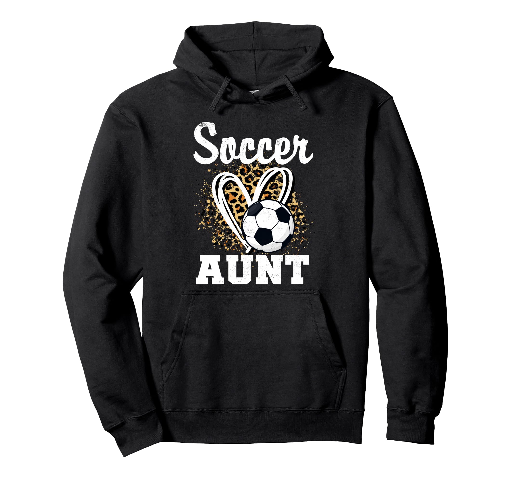 Soccer Aunt Leopard Heart Matching Hoodie - Fun Novelty Design Unisex
