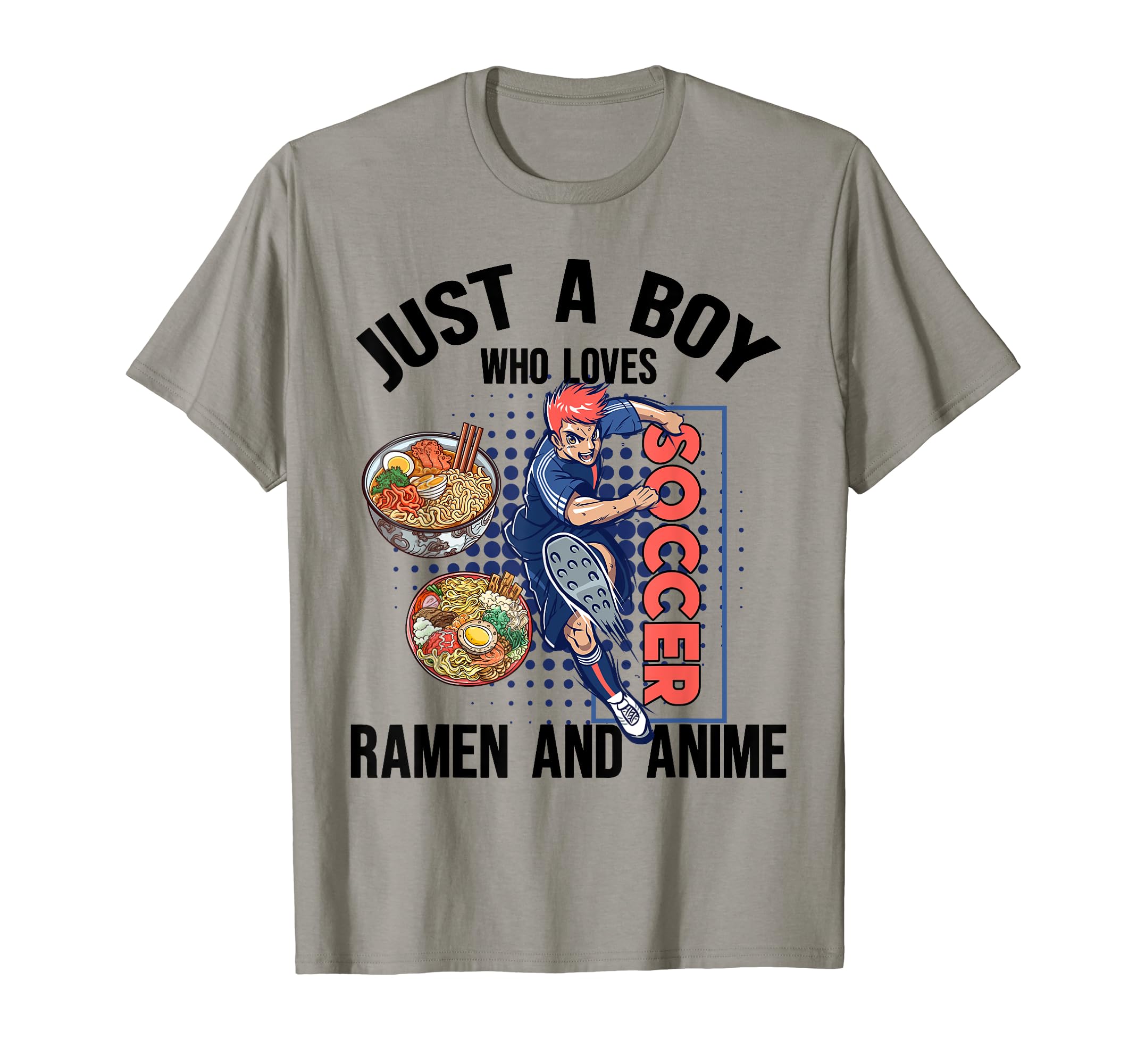 Just Who Loves Soccer Ramen And Anime T-Shirt - Graphic Print for Adults