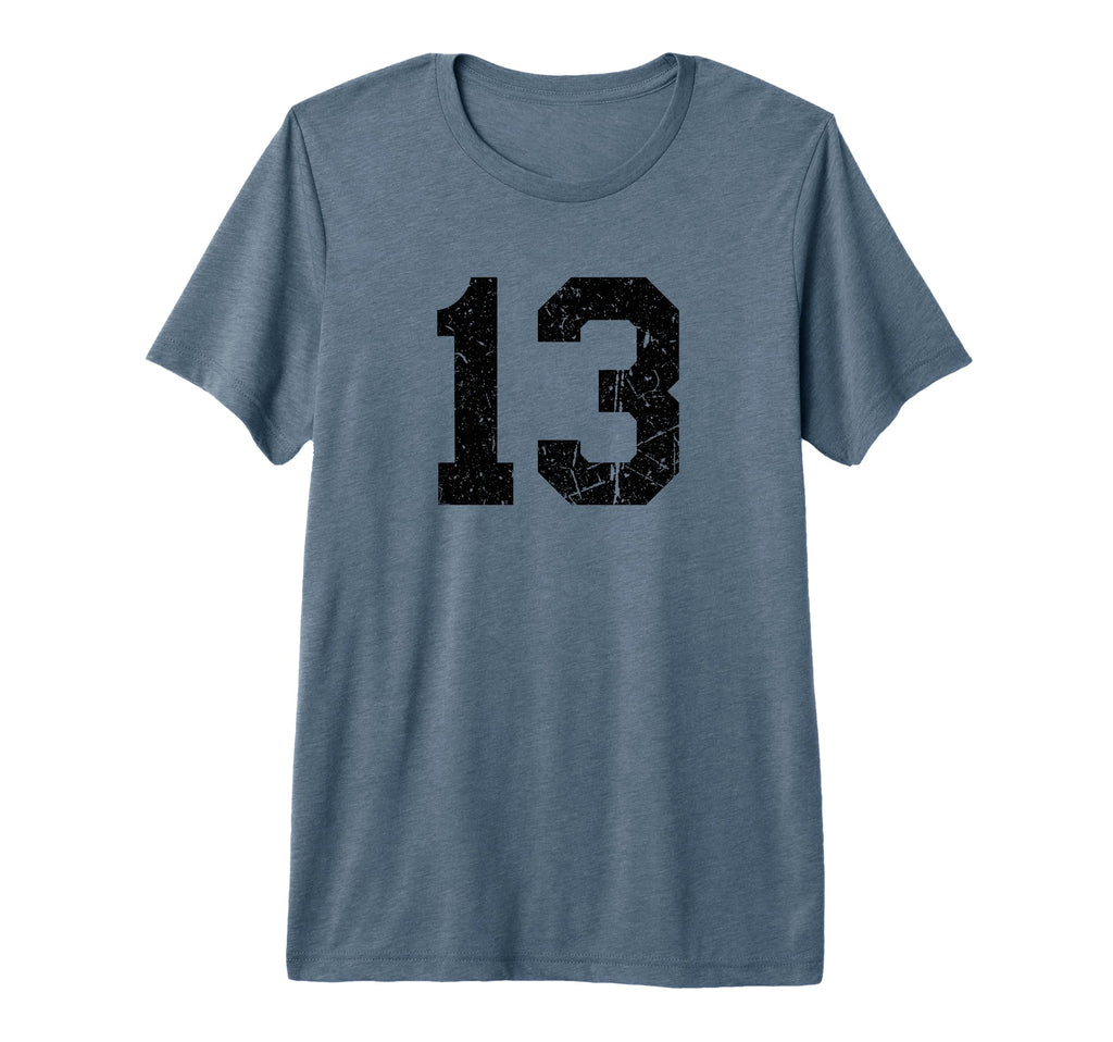 Black Distressed Sport Team Number 13 T-Shirt - Streetwear Style Men Women