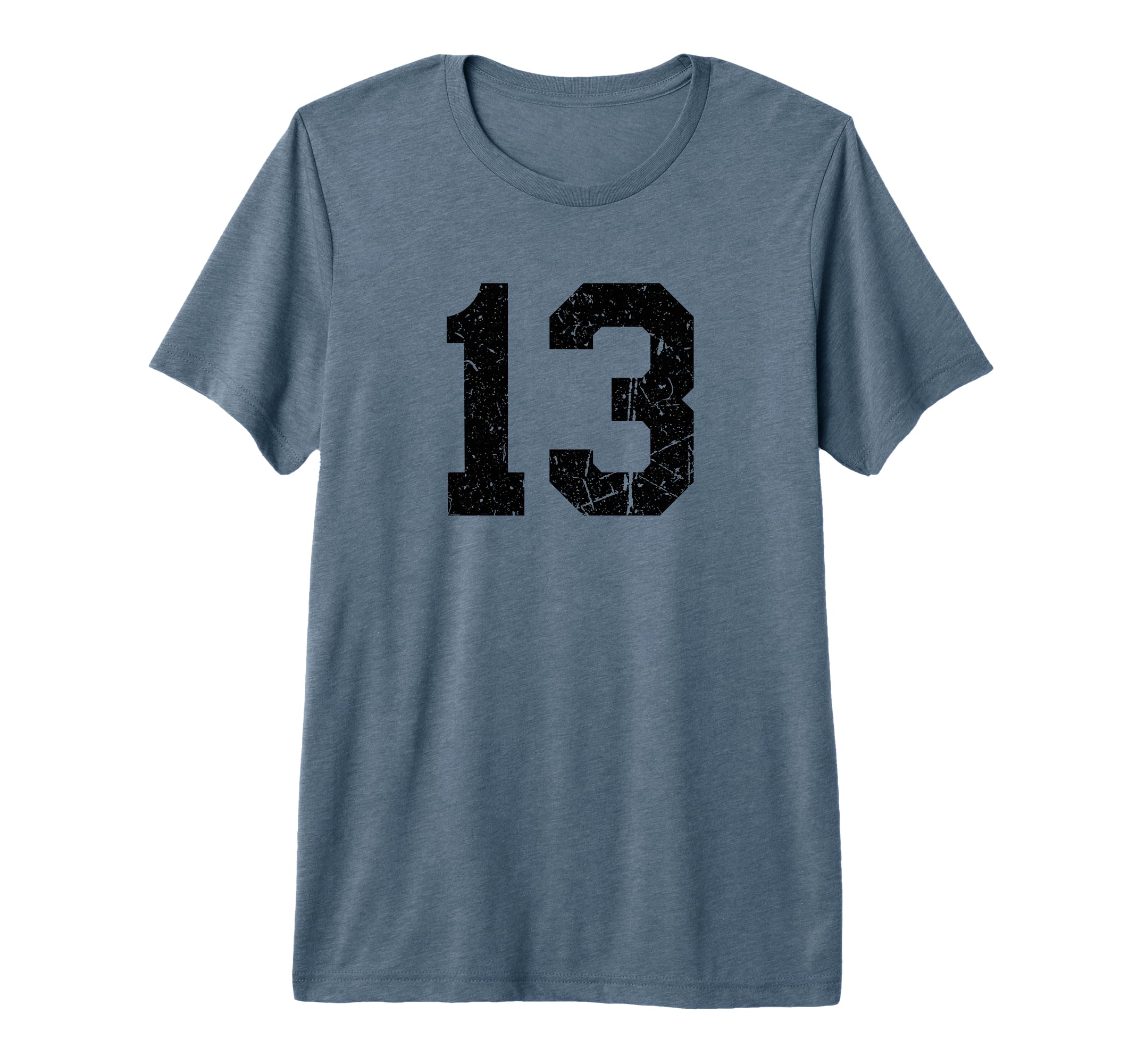 Black Distressed Sport Team Number 13 T-Shirt - Streetwear Style Men Women
