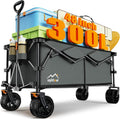 300L Extra Large Collapsible Foldable Wagon, 440lbs Load Capacity 48''L Extended Heavy Duty Folding Beach Wagon with Big All-Terrain Wheels, Utility Garden Cart for Outdoor Activities, Gray
