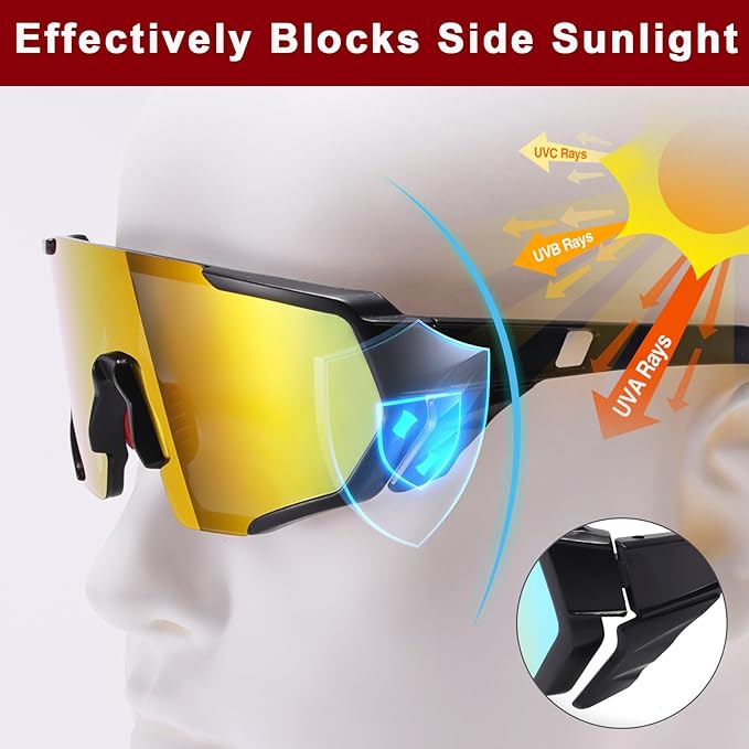 MALIDAK Sports Sunglasses for Mens Women Youth Baseball Sunglasses UV400 Protection Men Cycling Glasses