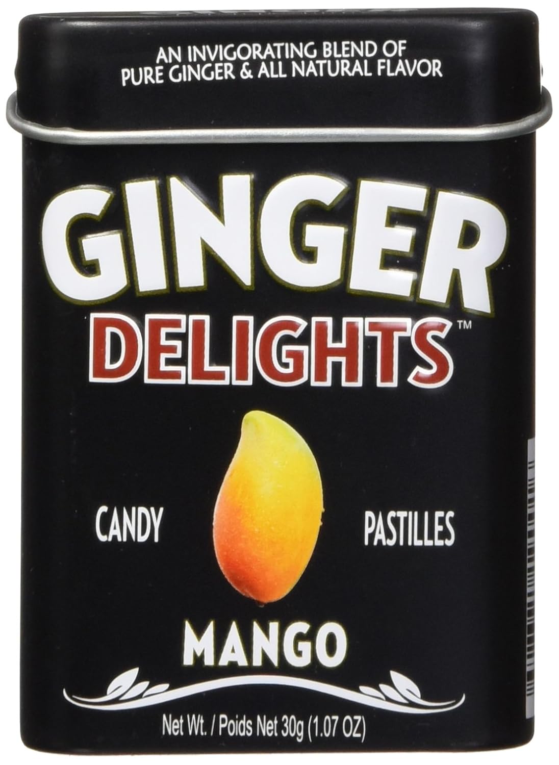 Ginger Delights Mango Ginger Candy, Spicy Sweet Pastilles, Fresh Breath, Long-Lasting, 12 Count x 1.07 Oz