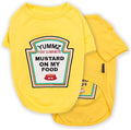 Parisian Pet Dog Shirt - Embroidered “Mustard on My Food“ - 100% Cotton and Polyester Dog Clothes - Sleeved, Lightweight Costume for Dogs - Yellow Dog Shirts for Large Dogs - Pet Costumes - L