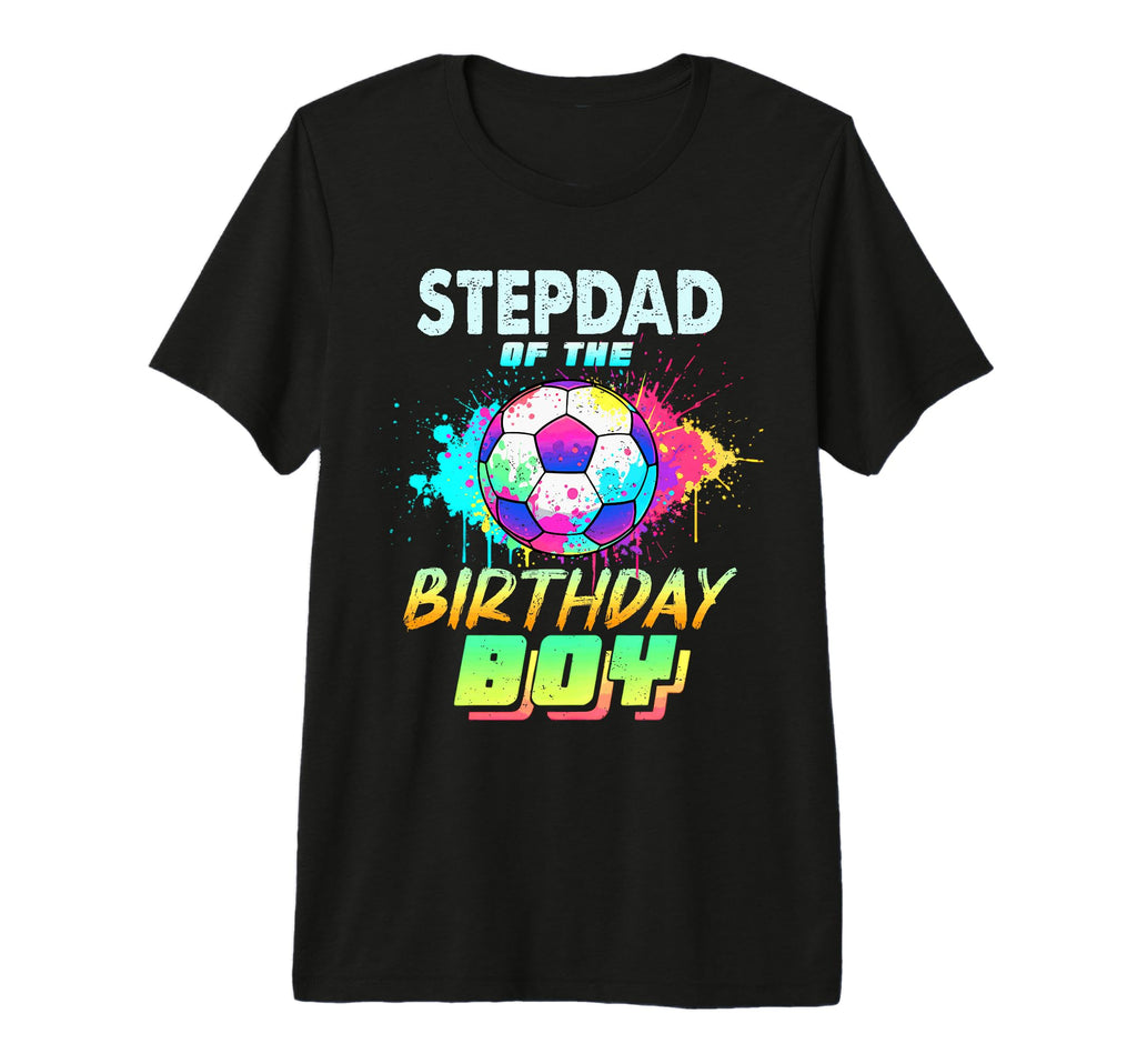 Stepdad Birthday Soccer Ball Colorful T-Shirt - Minimalist Print Unisex