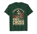 Mens Stand Flag Kneel Cross Patriotic T-Shirt - Trendy Graphic Men Women