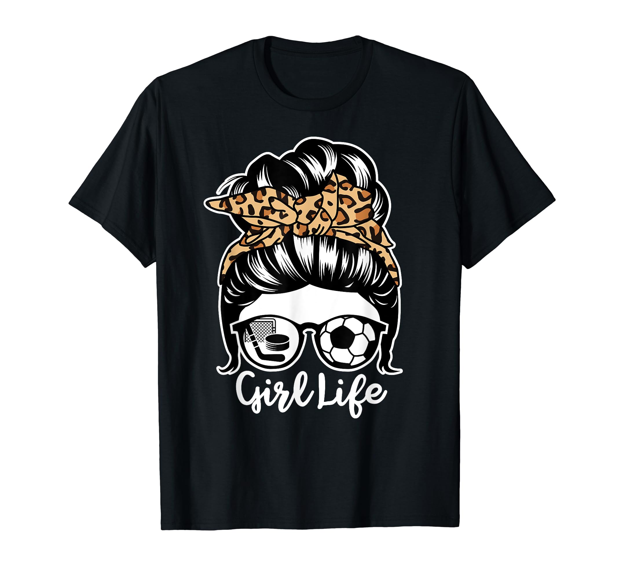 Life Messy Bun Hair Funny Soccer T-Shirt - Novelty Apparel for Adults