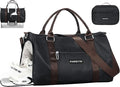 FIORETTO Womens Gym Tote Duffle Bag with Toiletry Bag, Sports Duffel Overnight Hospital Workout Carry on Bag for Girls with Wet Pocket & Shoe Compartment, Ideal for Travel, Swimming, Black & Brown