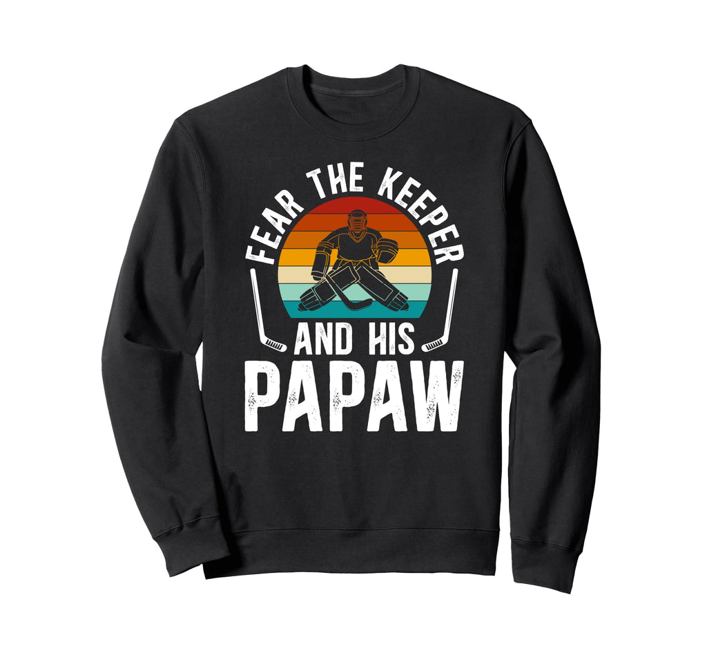 Fear Hockey Keeper Papaw Ice Sweatshirt - Minimalist Print for Adults
