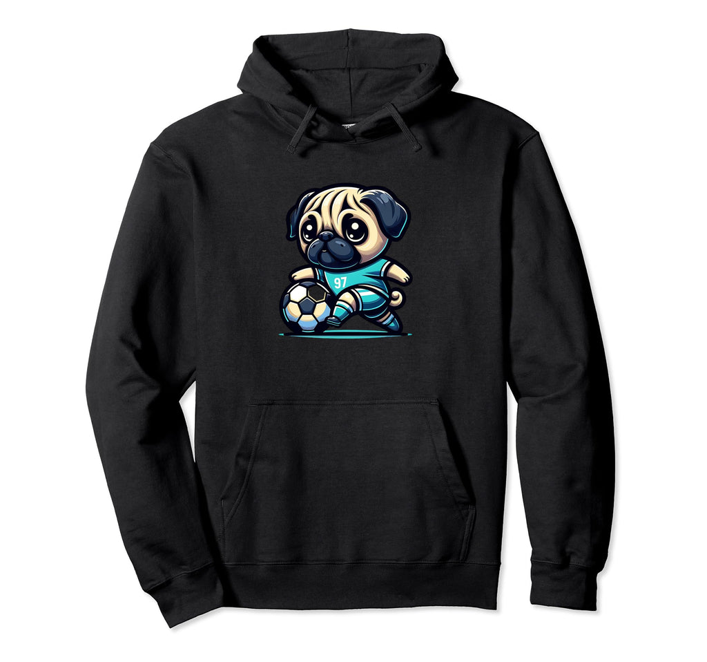 Pug Dog Soccer Player Champion Fan Hoodie - Fun Novelty Design Men Women