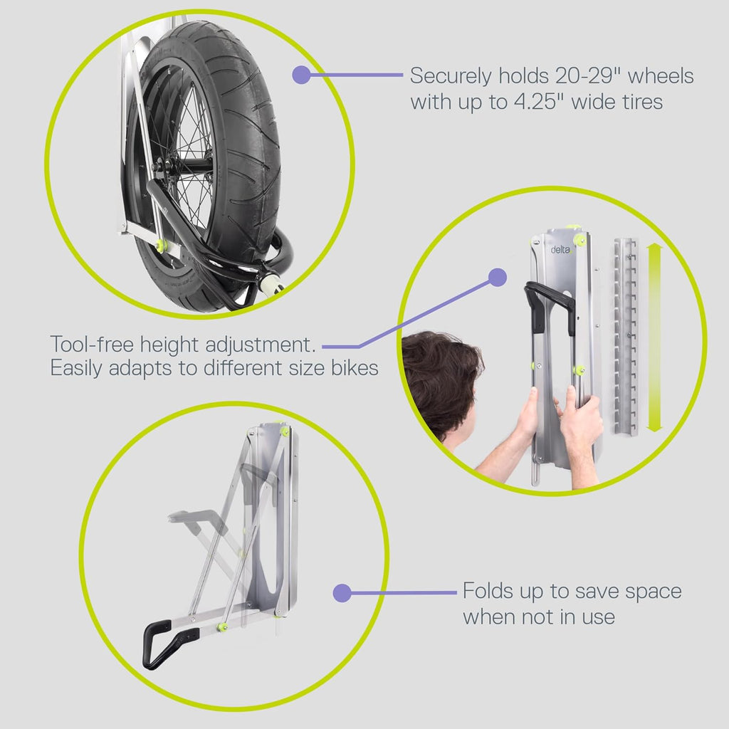 Pivot Bike Storage Rack by Delta Cycle - Bike Rack Garage Wall Mount Swivels to Save Space - No Lifting Required Vertical Bike Rack - Indoor Bike Storage Wall Hanger Holds Up to 100 lbs