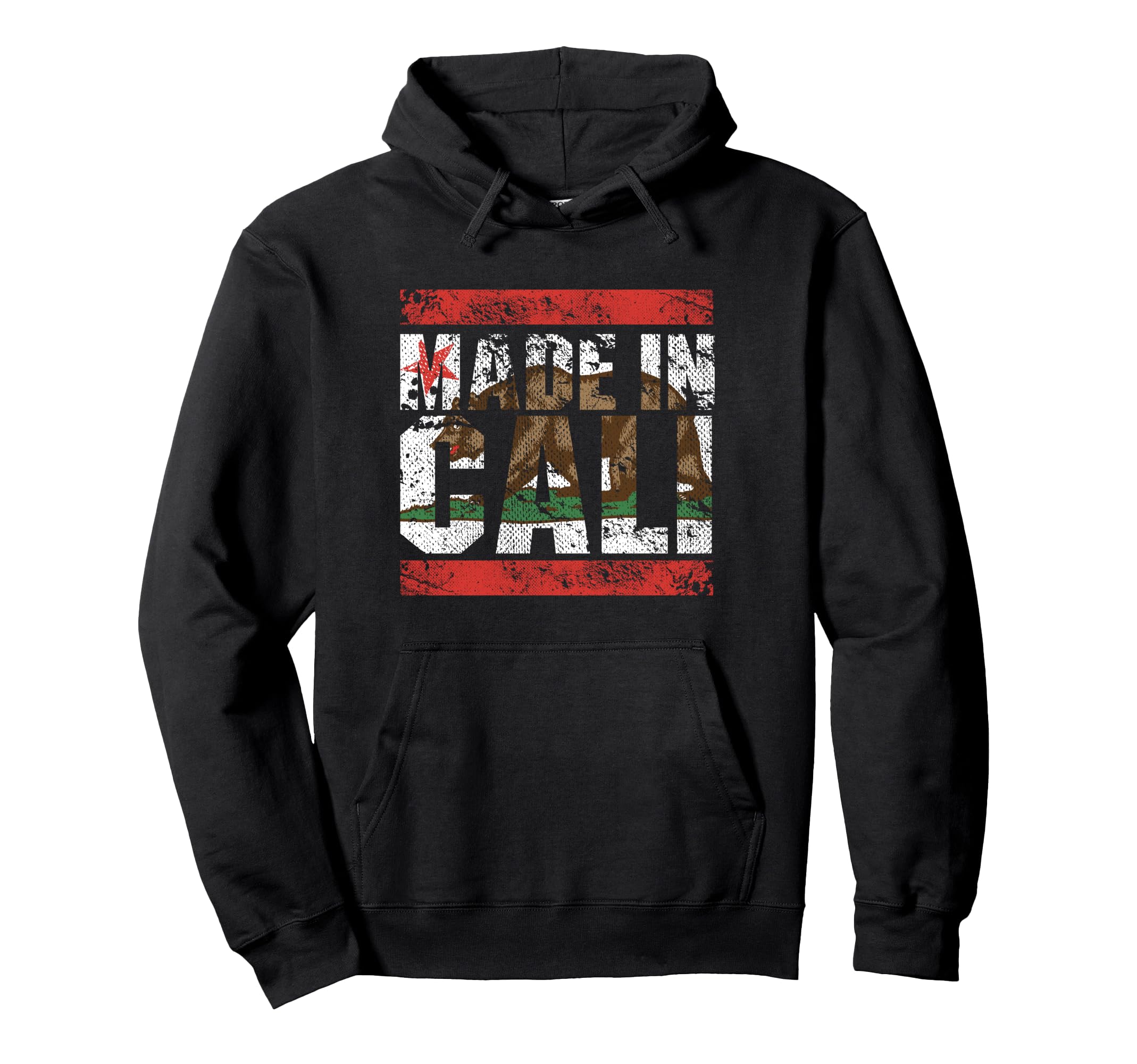 Distressed Made Cali California Flag Hoodie - Novelty Apparel for Adults