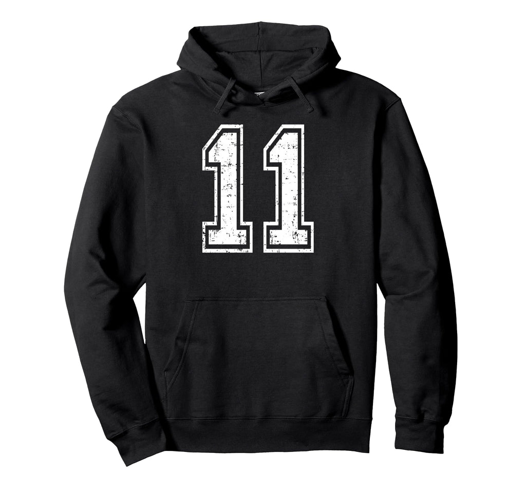 11 Number Eleven Team Sports Grunge Hoodie - Novelty Apparel Unisex