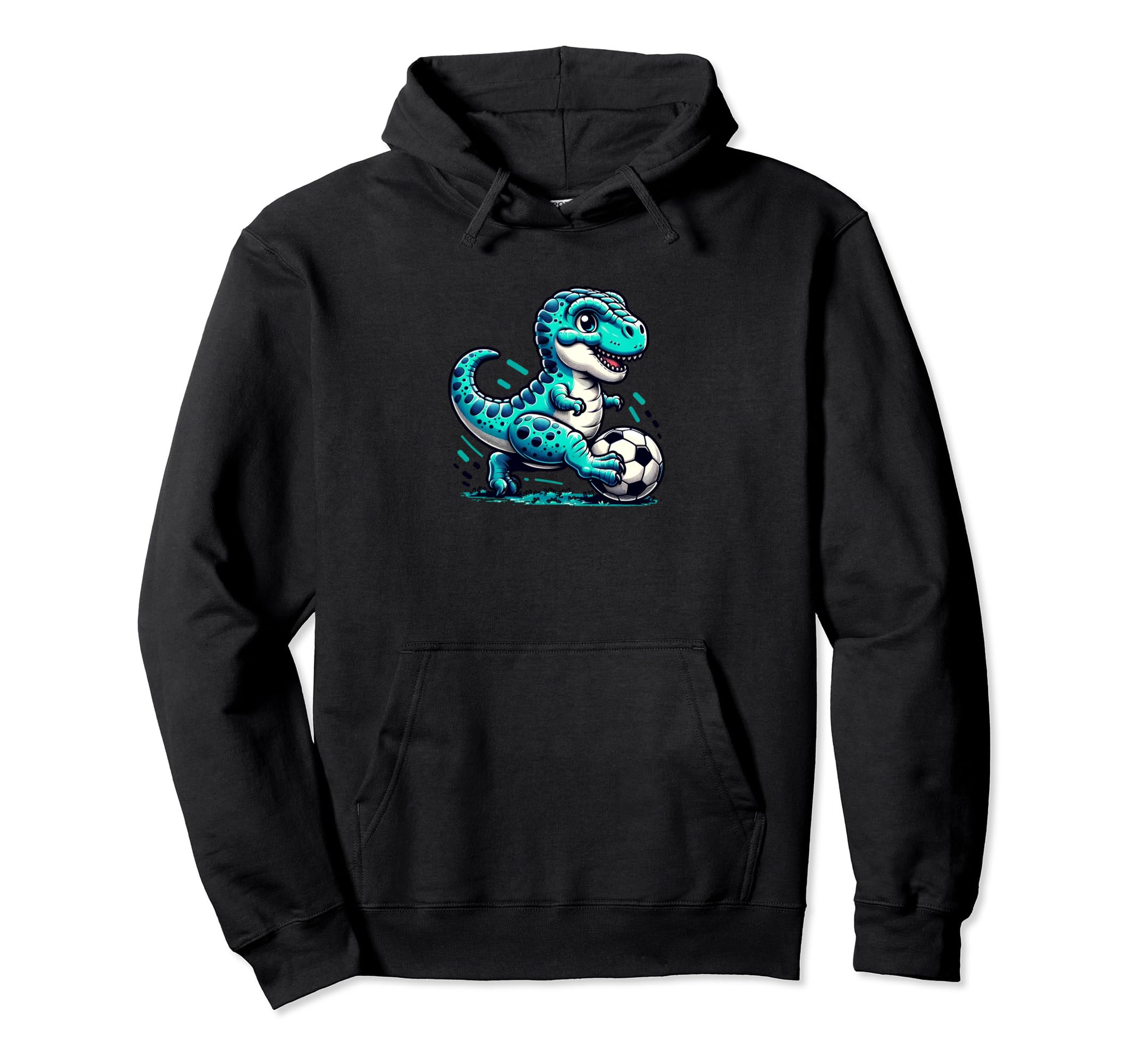 Funny T Rex Dinosaur Soccer Player Hoodie - Casual Everyday Wear for Adults