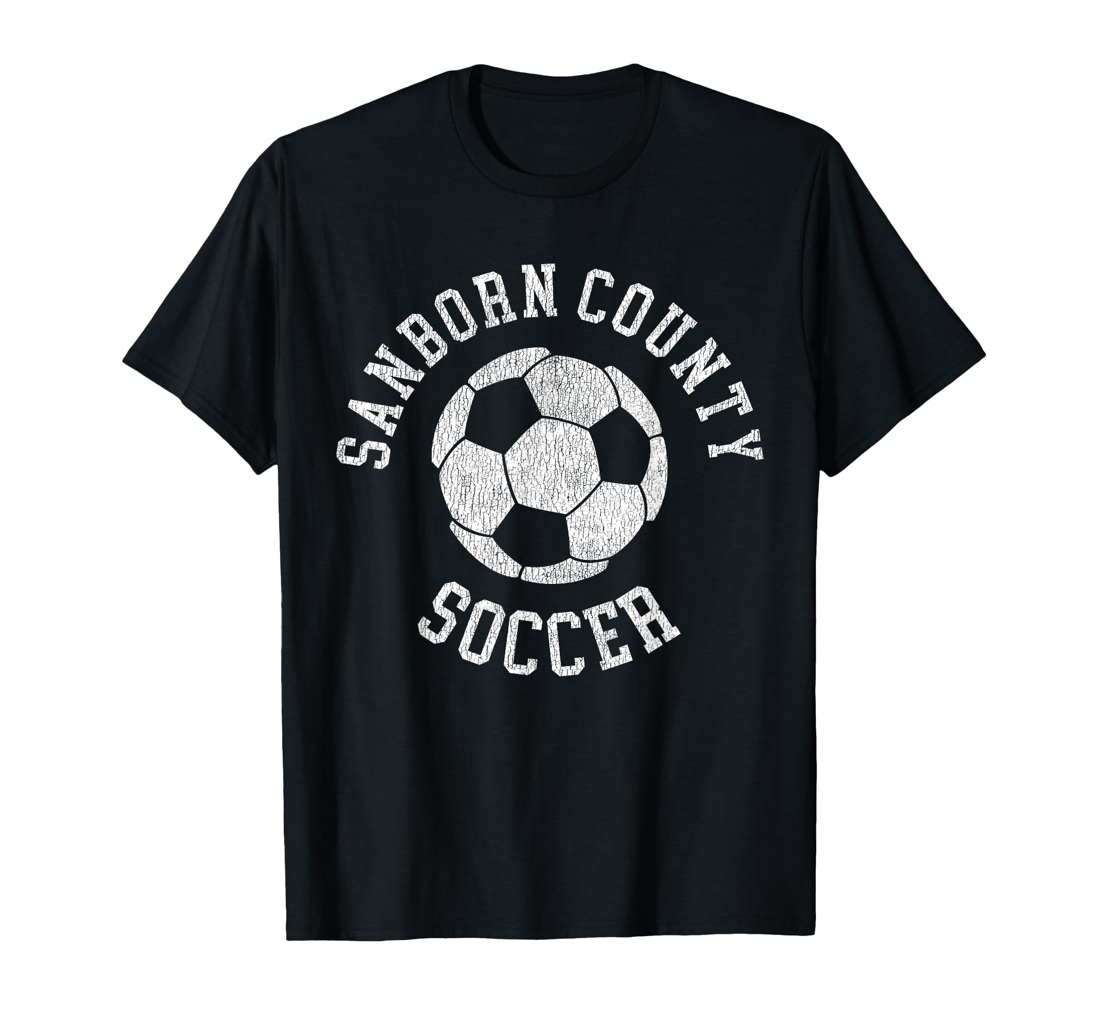 Sanborn County Soccer Distressed 90S T-Shirt - Unique Graphic Unisex