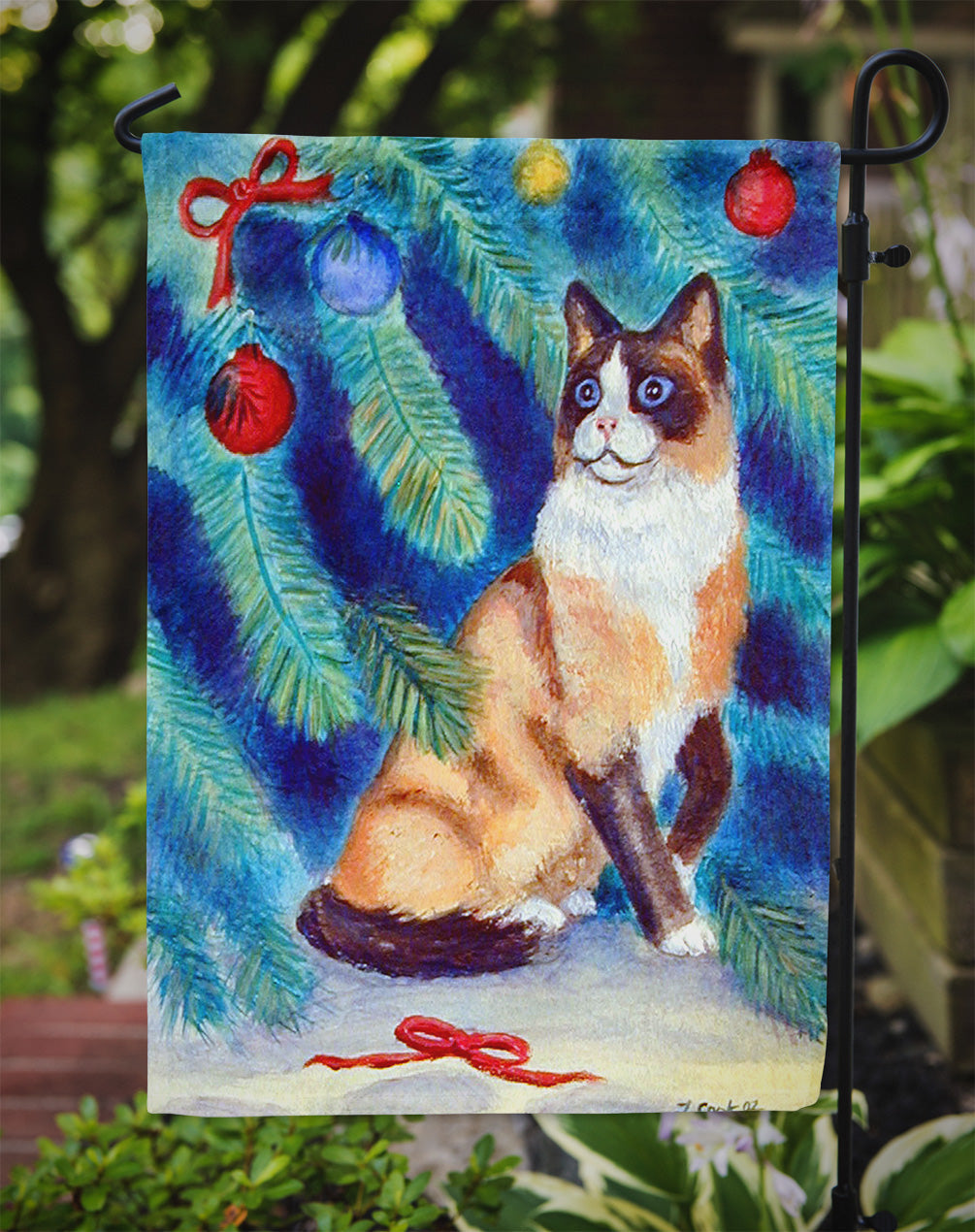 Christmas Tree Cat Garden Flag Mailbox Decorative Yard Banner Outside Patio Artwork for Flower Beds, Garden Size, Multicolor