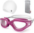 ZIONOR G1 Lite Swim Goggles with Swim Cap Comfortable Anti-fog Swimming Goggles Cap Set for Adult Men Women