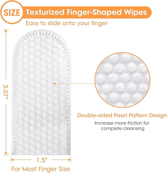 Dog Dental Wipes, Dog Teeth Cleaning Finger Wipes, Reduce Plaque & Tartar, Freshen Breath, Safe Natural Pet Dental Care Finger Wipes for Dog & Cat, Portable & Disposable Dog Tooth Wipes, 50 Ct