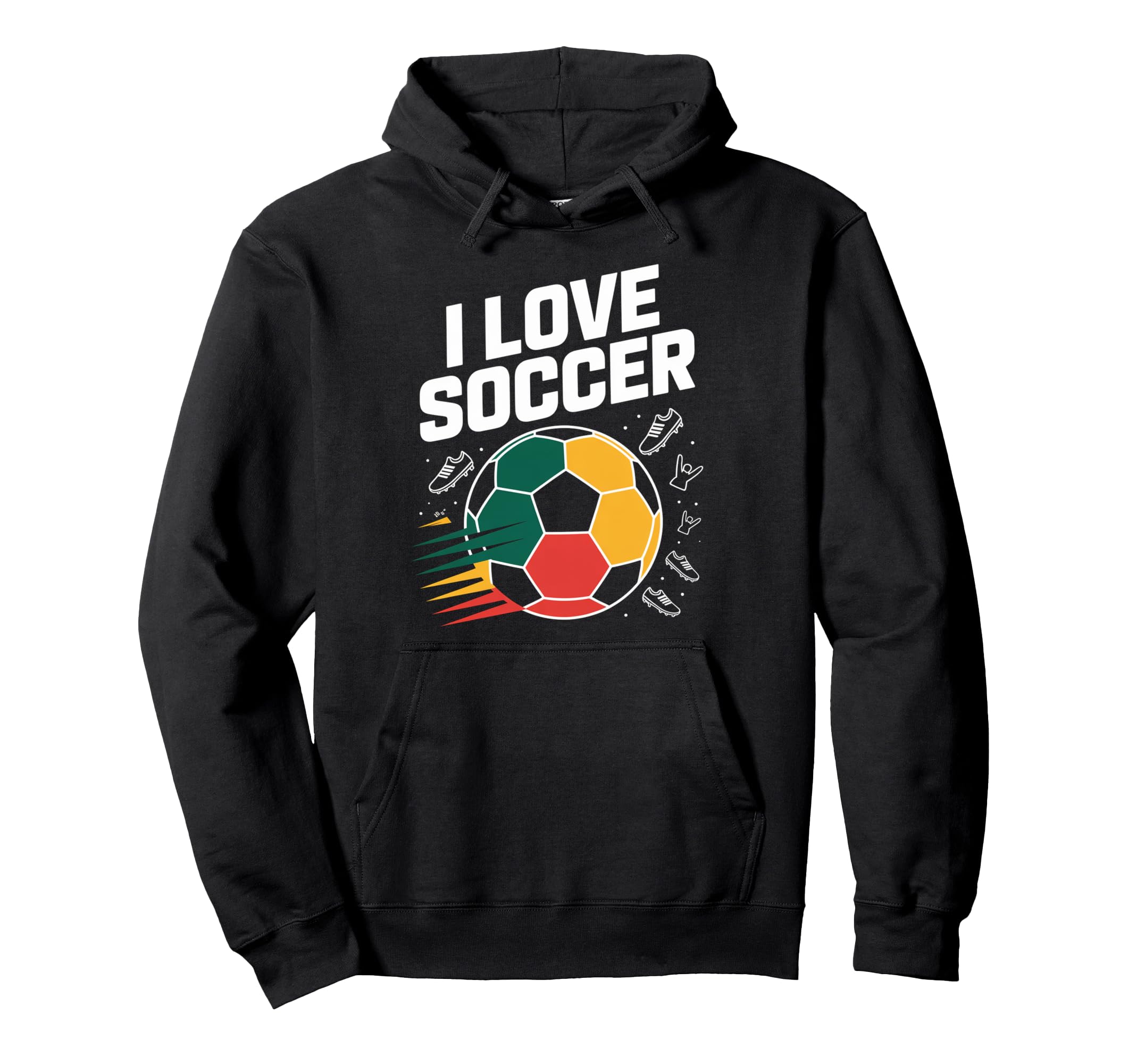 I Love Soccer Passion Soccer Ball Hoodie - Casual Everyday Wear for Adults