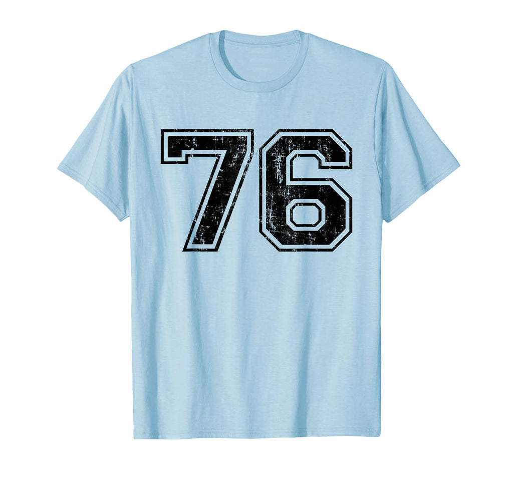 Number 76 Varsity Distressed Sport T-Shirt - Custom Art Print Men Women