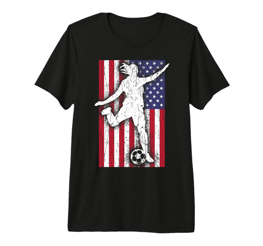 Soccer Player Usa American Flag Soccer T-Shirt - Streetwear Style Unisex