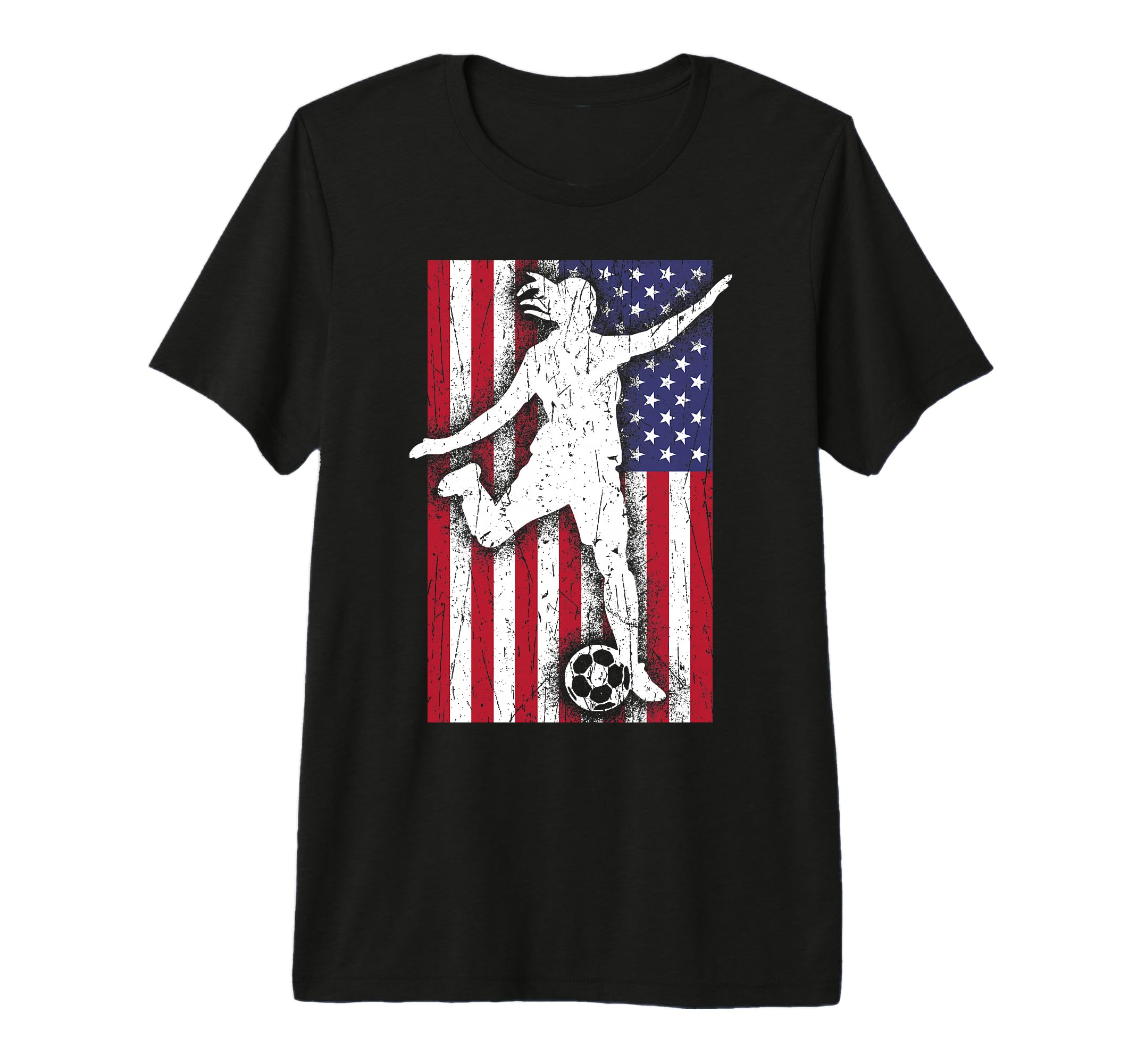 Soccer Player Usa American Flag Soccer T-Shirt - Streetwear Style Unisex