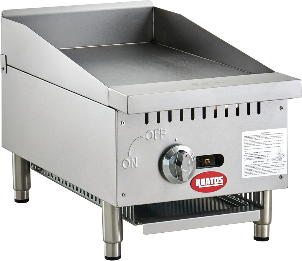 Kratos 29Y-176 15" Commercial Restaurant Gas Countertop Griddle, Manual Controls, 1 Burner, 30,000 BTU Output