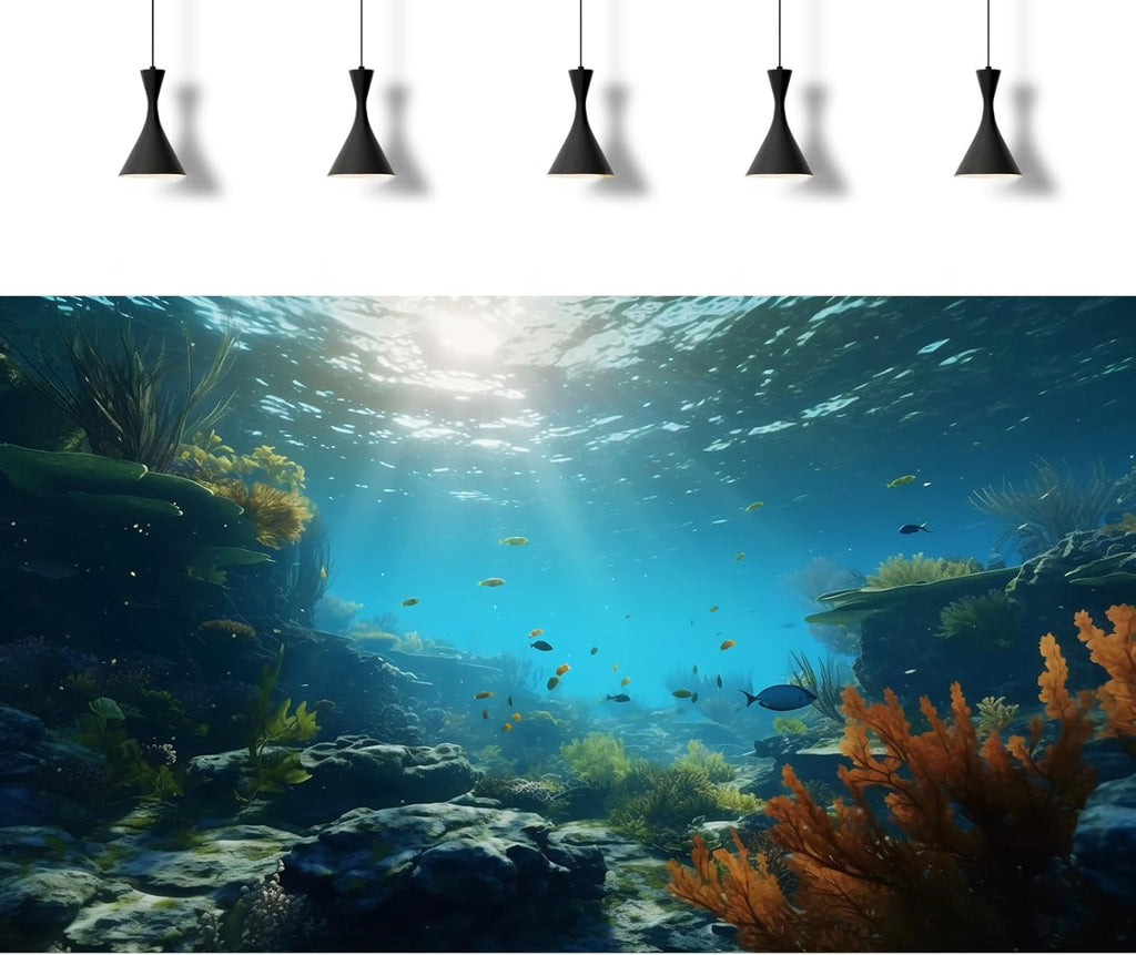 Ocean Floor Fish Tank Background Underwater Rock Aquarium Background Under The Sea Terrarium Backgrounds Aquatic Plants Sunlight Fish Tank Backgrounds Tropical Fish Aquarium Wallpaper 30x18in