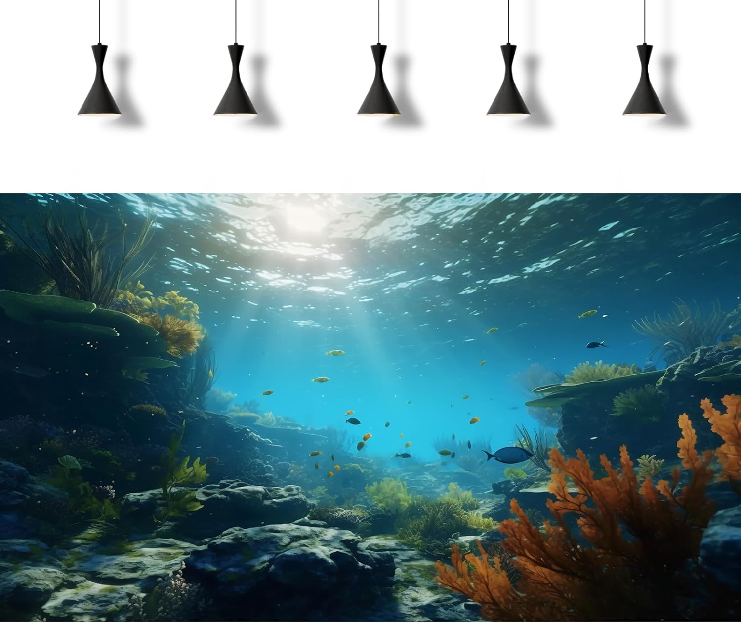 Ocean Floor Fish Tank Background Underwater Rock Aquarium Background Under The Sea Terrarium Backgrounds Aquatic Plants Sunlight Fish Tank Backgrounds Tropical Fish Aquarium Wallpaper 30x18in